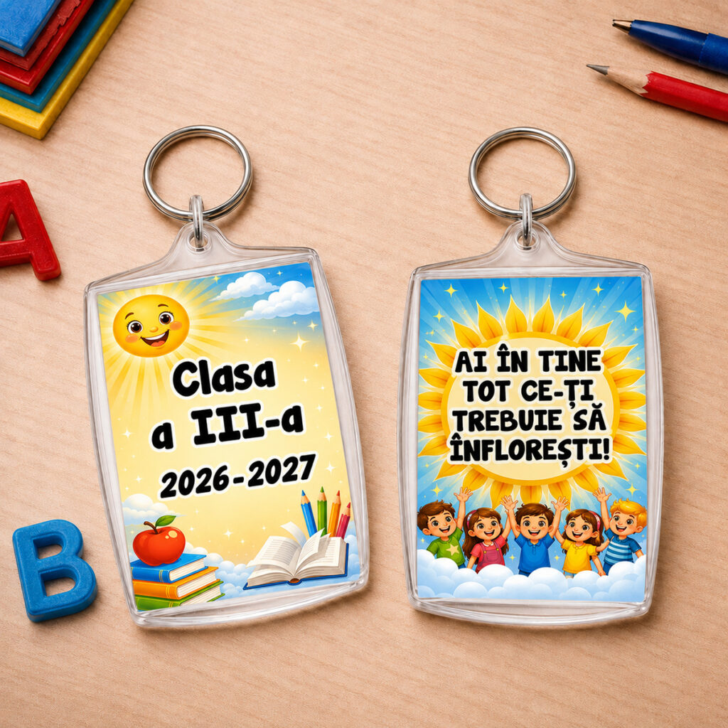 Breloc personalizat Clasa Razelor de Soare pentru elevi, cadou de început de an școlar Dedaruit