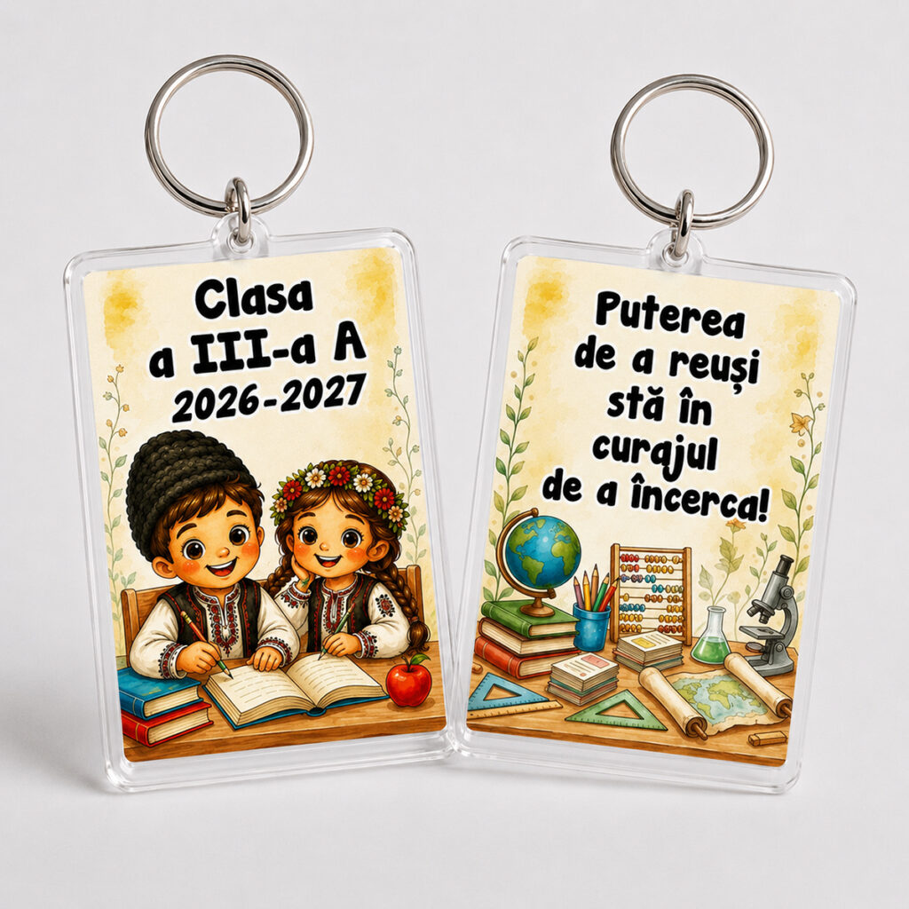 Breloc personalizat elevi Clasa Românașilor pentru început de an școlar